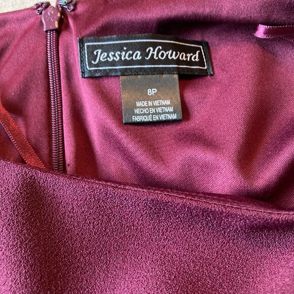 Jessica Howard Shift Dress Maroon 8P Bell Sleeve - Picture 8 of 9